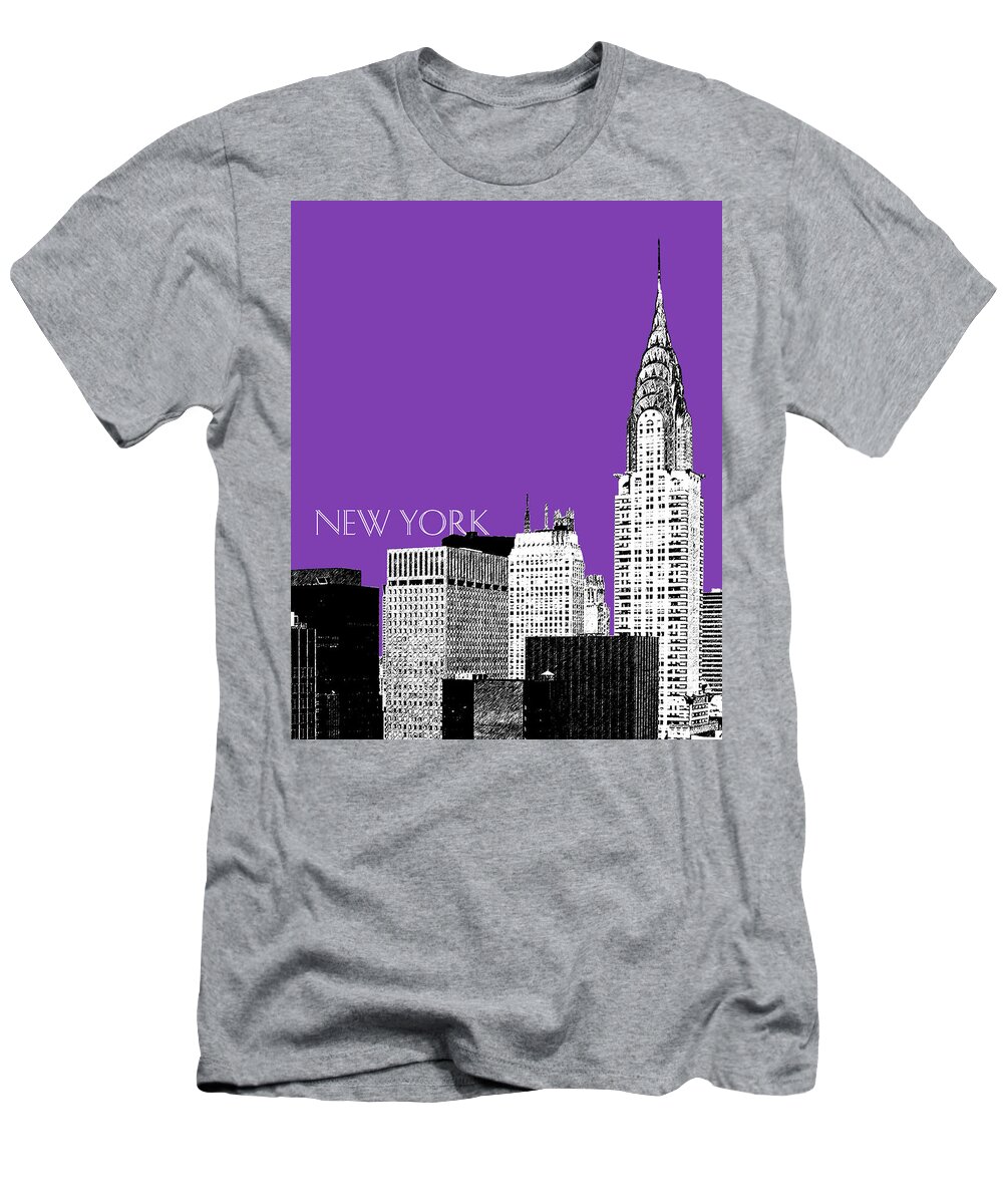 Architecture T-Shirt featuring the digital art New York Skyline Chrysler Building - Purple by DB Artist