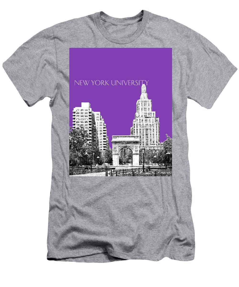 University T-Shirt featuring the digital art New York University - Washington Square Park - Purple by DB Artist