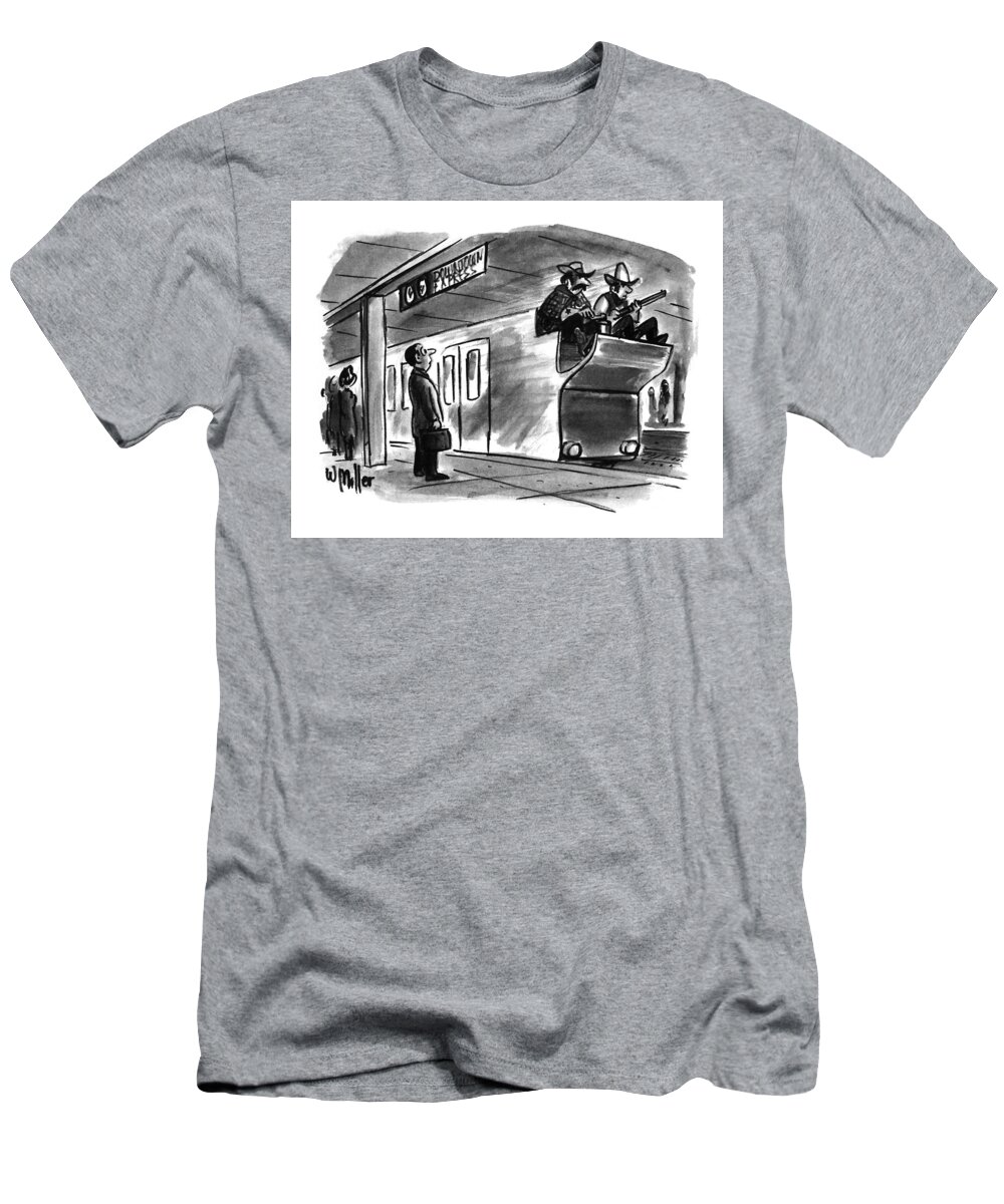 Subways T-Shirt featuring the drawing New Yorker December 19th, 1994 by Warren Miller