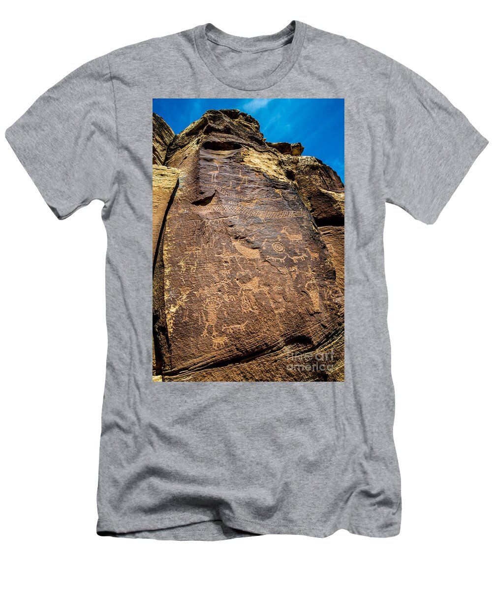Nine Mile Canyon T-Shirt featuring the photograph Nine Mile Canyon Petroglyphs - Utah by Gary Whitton
