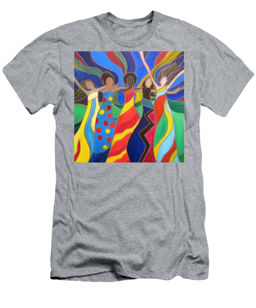 Global T-Shirt featuring the painting No Borders 2 by Kelly Simpson Hagen