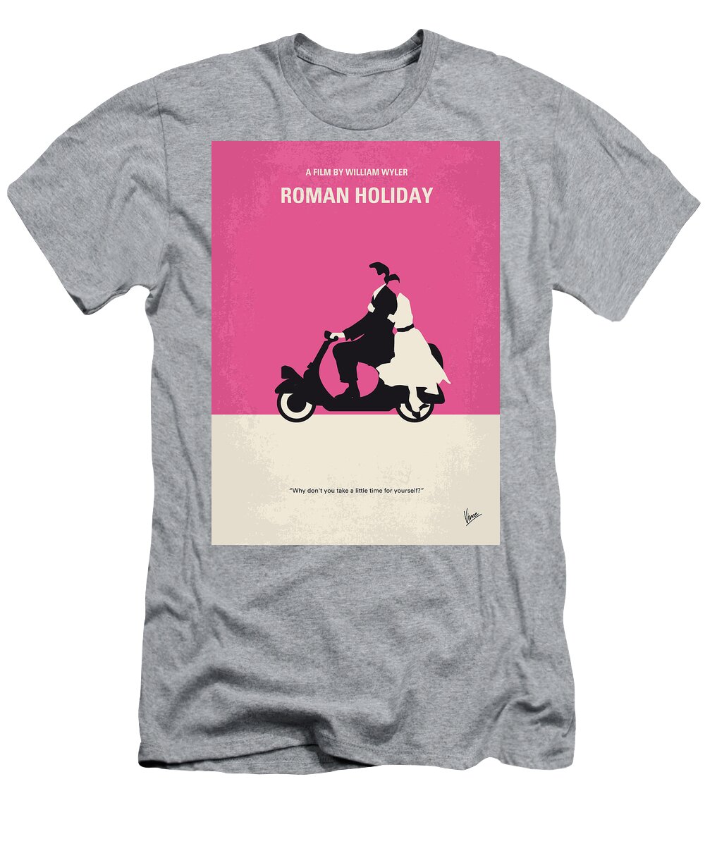 Roman T-Shirt featuring the digital art No205 My Roman Holiday minimal movie poster by Chungkong Art