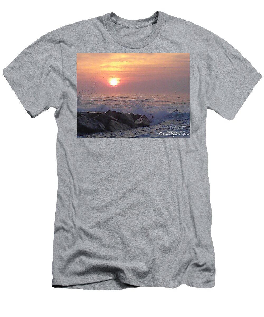Ocean City Maryland T-Shirt featuring the photograph Ocean City Inlet Jetty at Sunrise by Robert Banach