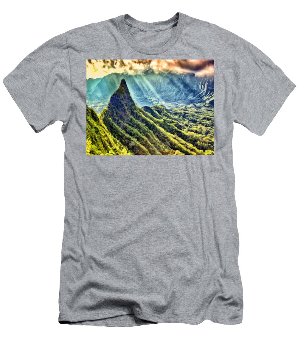 Olomana T-Shirt featuring the painting Olomana and the Koolau Range by Dominic Piperata