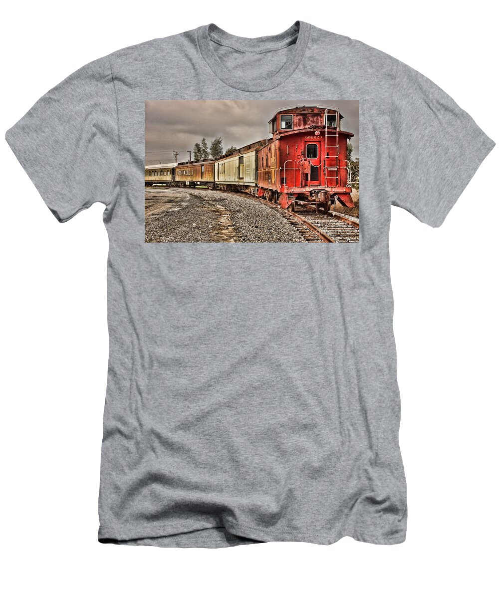 Train T-Shirt featuring the photograph On Track by Peggy Hughes