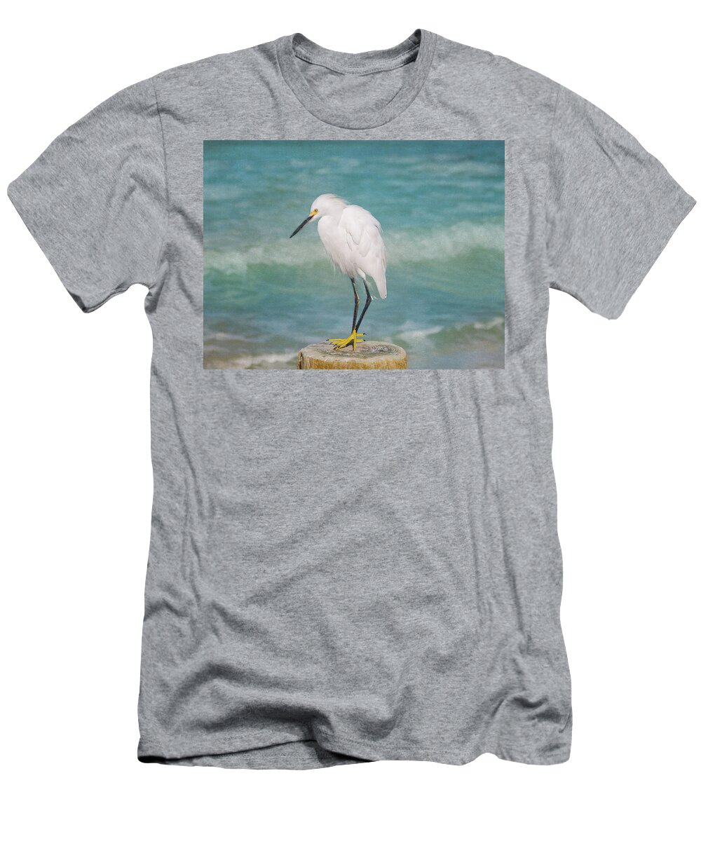 Egret T-Shirt featuring the photograph One with Nature - Snowy Egret by Kim Hojnacki