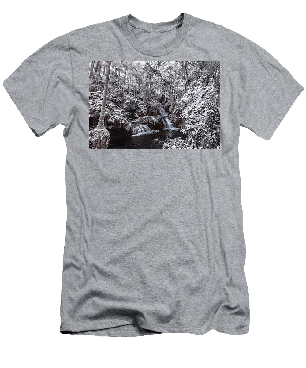 720 Nm T-Shirt featuring the photograph Onomea Falls in Infrared 1 by Jason Chu
