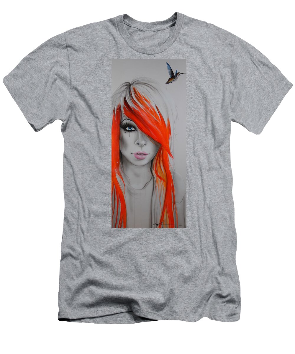 Red Hair T-Shirt featuring the painting Orange Nectar by Christian Chapman Art