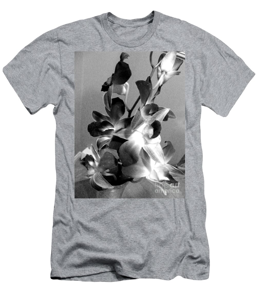 Black And White Photography T-Shirt featuring the photograph Orchids 2 BW by Barbara A Griffin