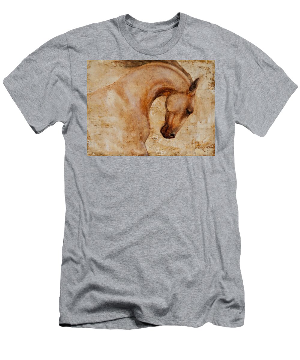 Horses T-Shirt featuring the painting Painted Determination 1 by Jani Freimann