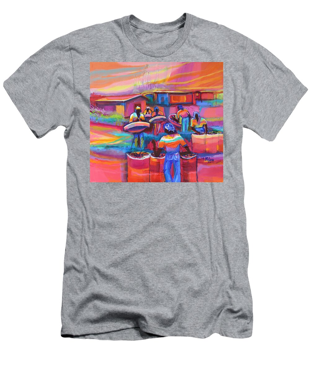 Abstract T-Shirt featuring the painting Pan Yard by Cynthia McLean