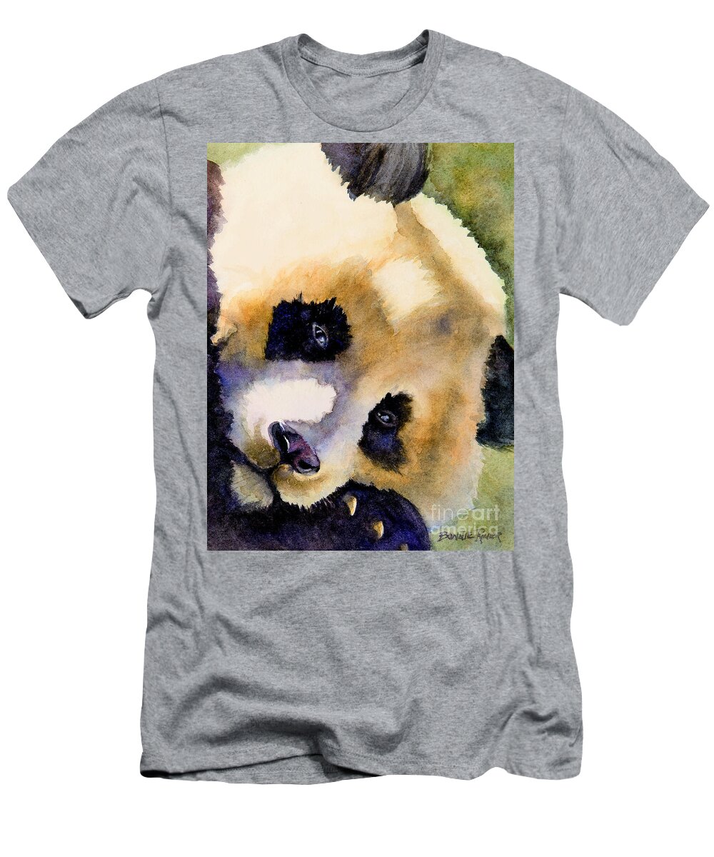 Panda T-Shirt featuring the painting Panda Cub by Bonnie Rinier