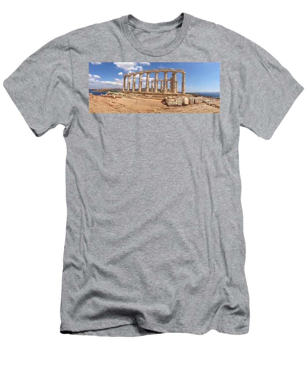 Temple Of Poseidon T-Shirt featuring the photograph Panoramic Of The Temple Of Poseidon by Denise Railey
