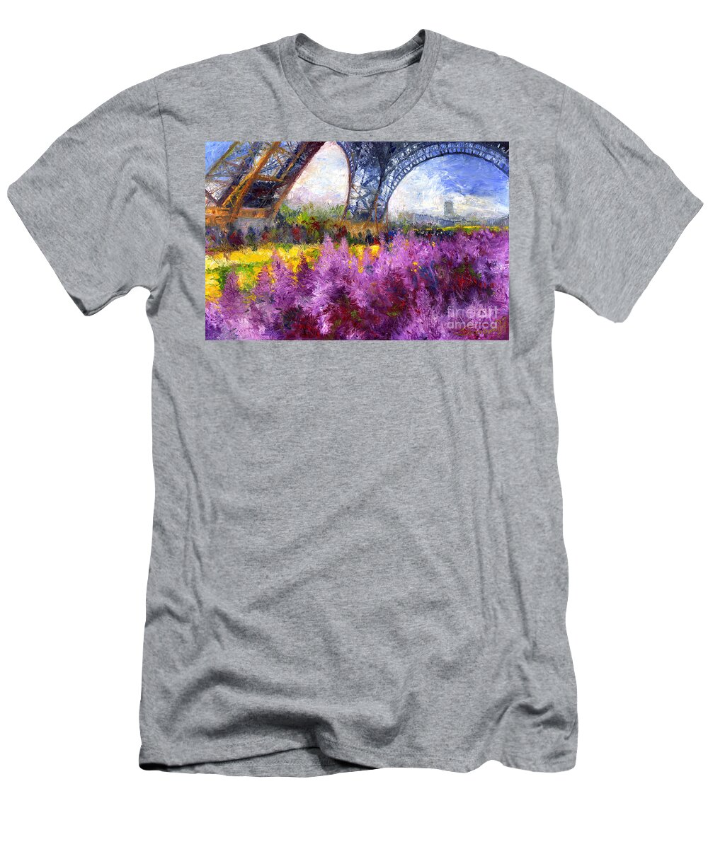 Oil T-Shirt featuring the painting Paris Tour Eiffel 01 by Yuriy Shevchuk