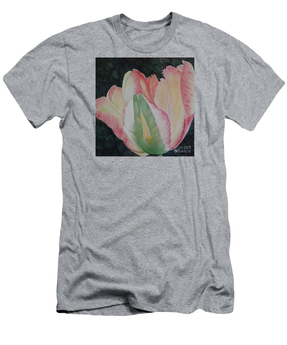 Parrot Tulip T-Shirt featuring the painting Parrot Tulip by Lynn Quinn