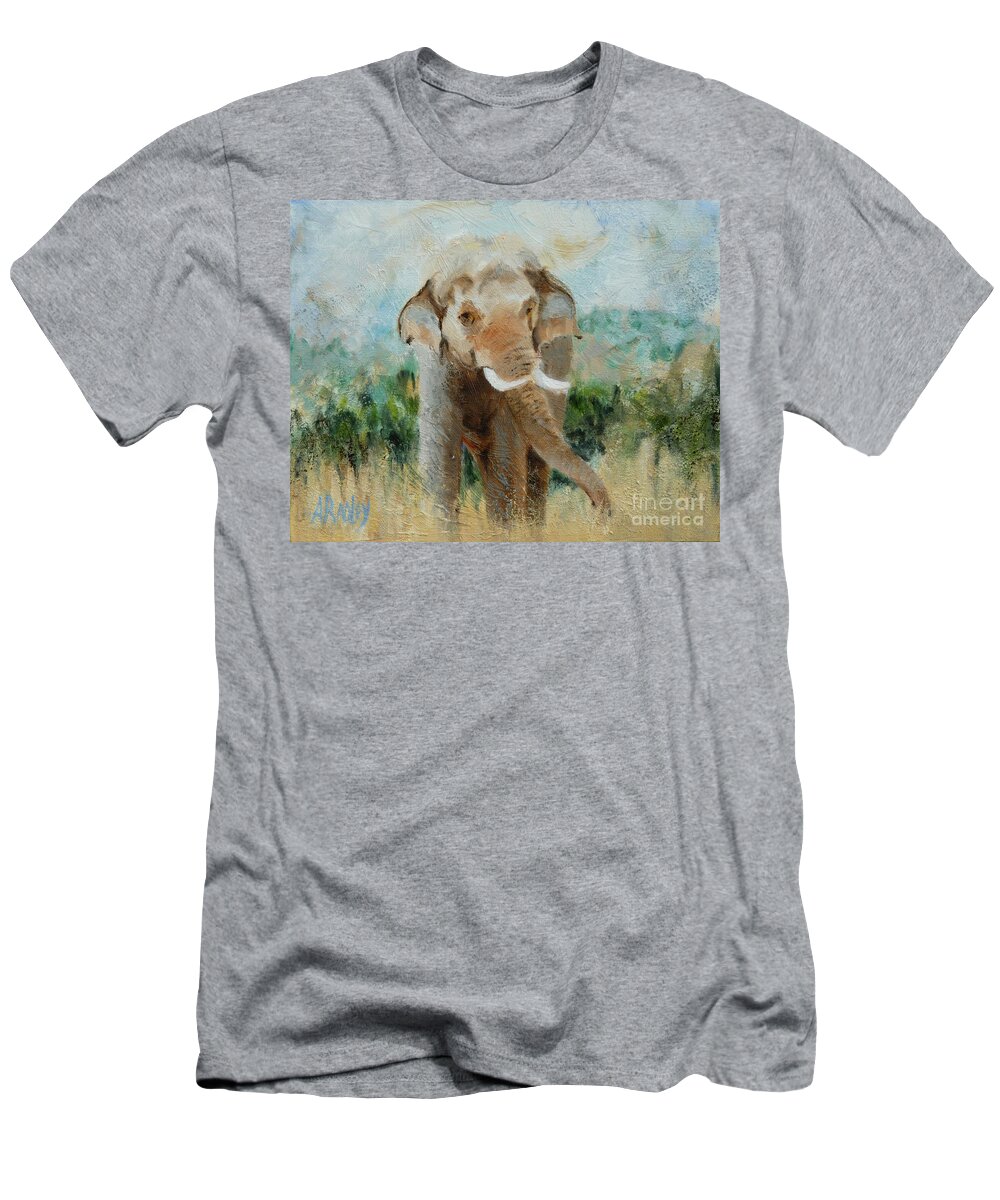 Elephant Elephants Wildlife Sanctuary Animal Animals African Asian Prince Chang Dee Performing Animal Welfare Society T-Shirt featuring the painting Peace for Prince by Ann Radley
