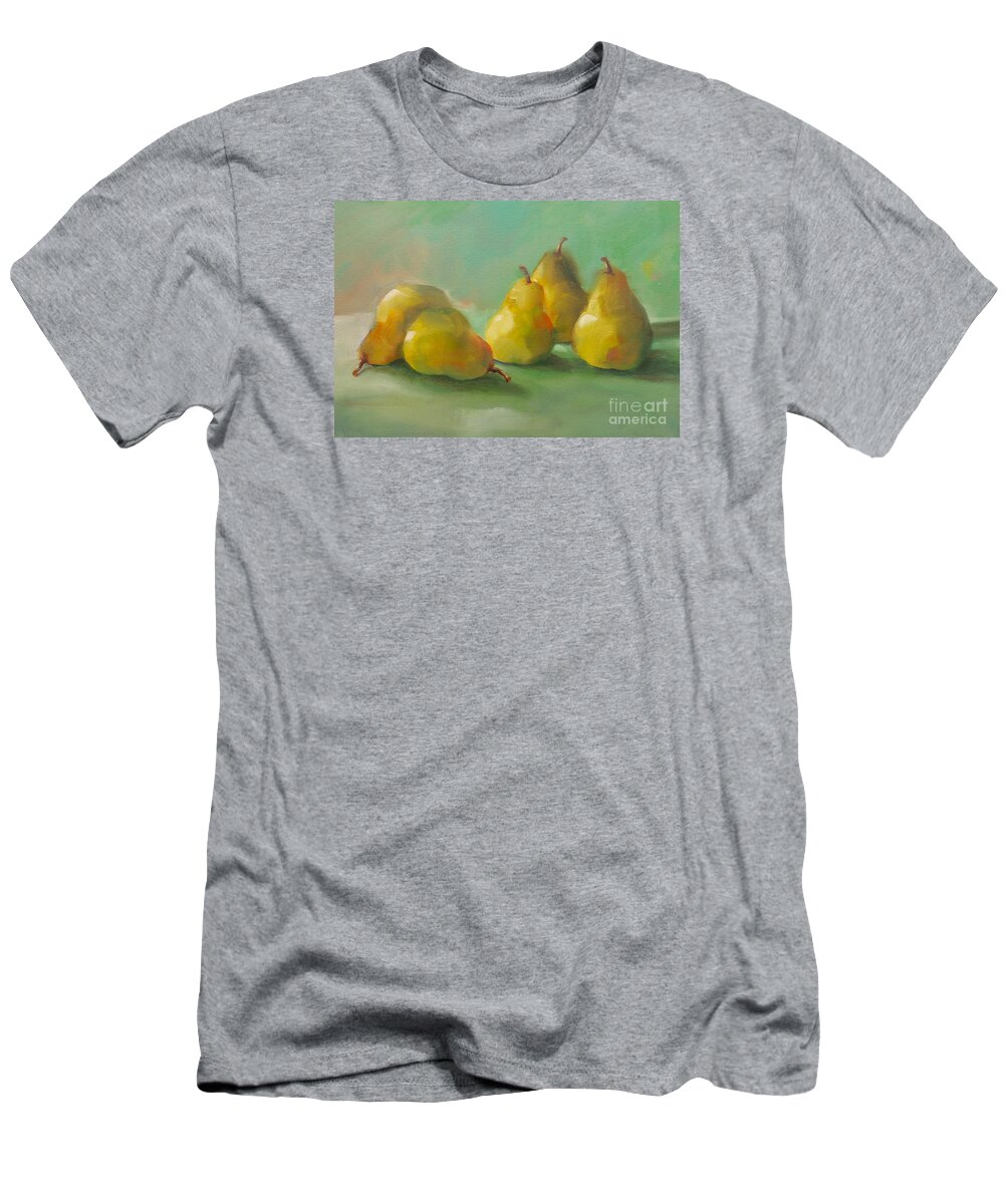 Pears T-Shirt featuring the painting Peaceful Pears by Michelle Abrams