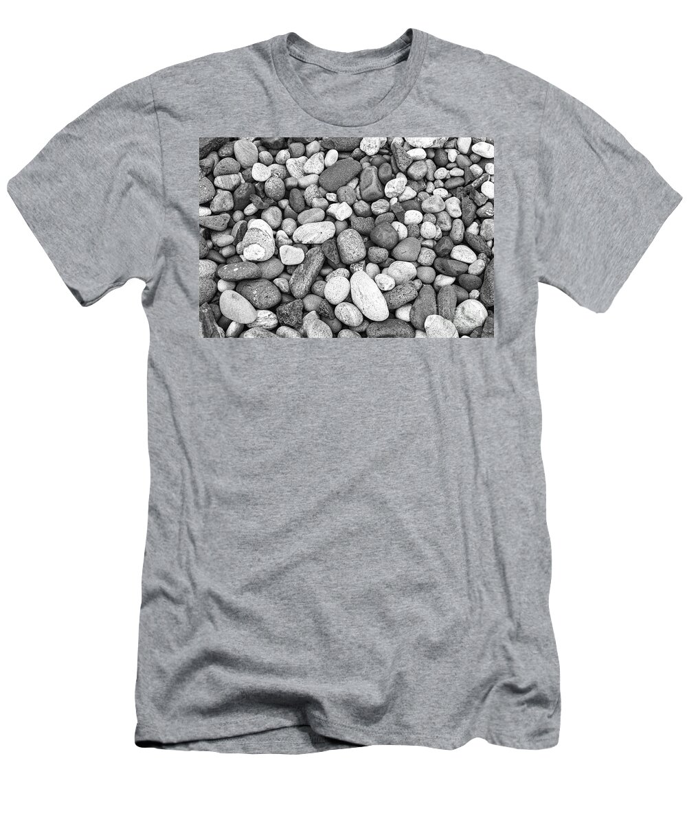 Pebbles T-Shirt featuring the photograph Pebbles in Black And White by Les Palenik