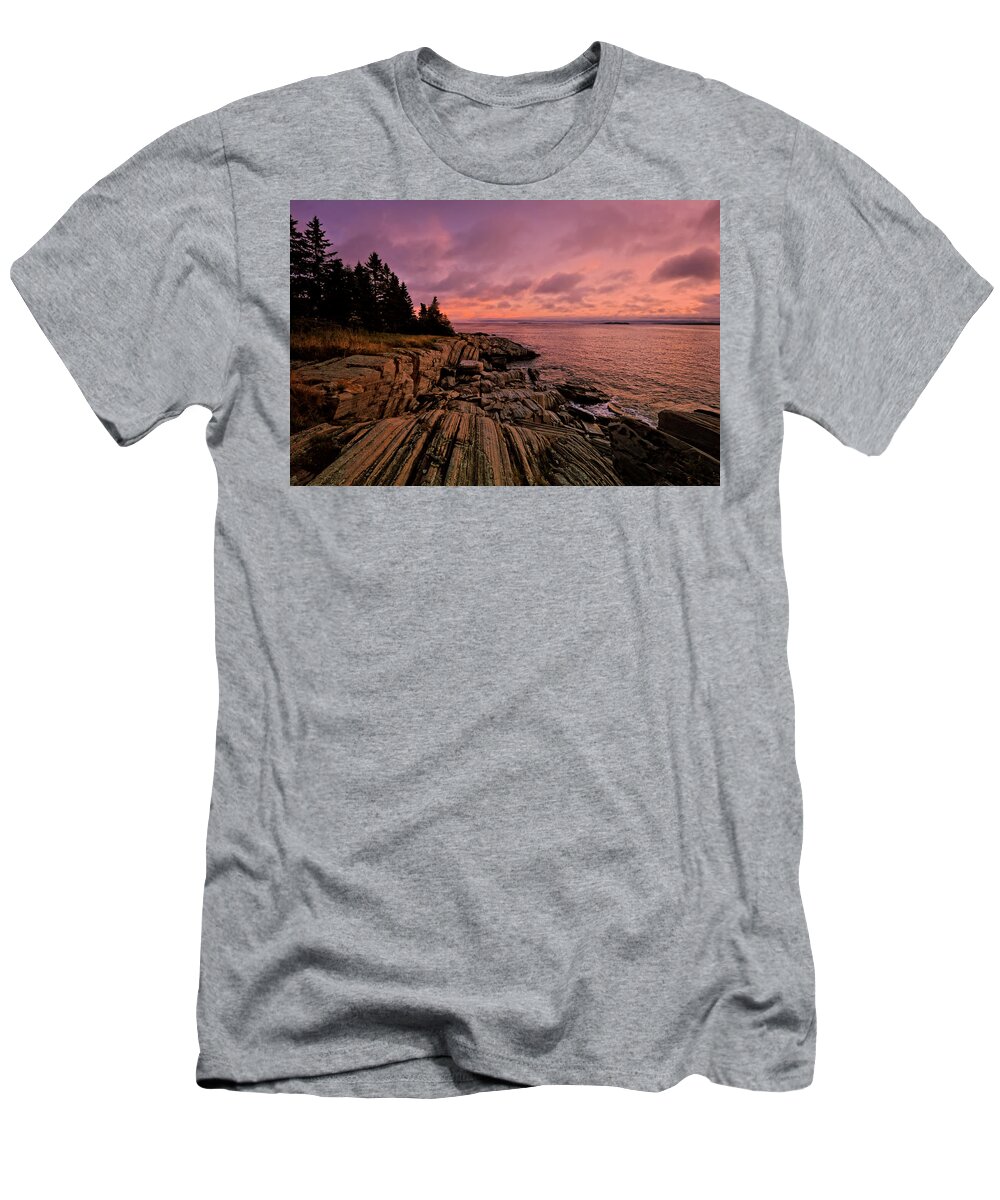 Pemaquid Point T-Shirt featuring the photograph Pemaquid Point Sunset by Mitchell R Grosky