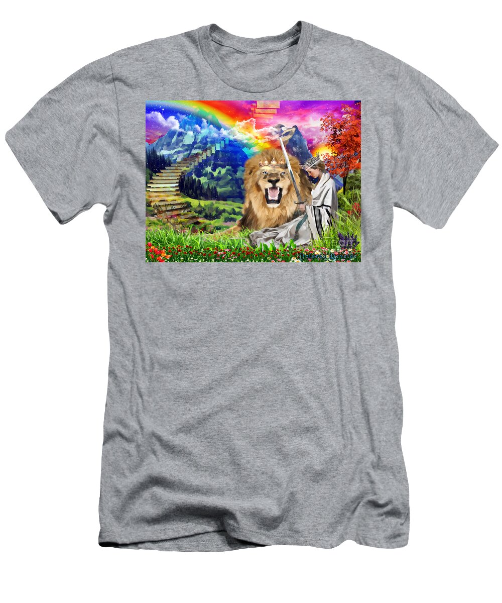 Lion Of Judah T-Shirt featuring the digital art Perfect Protection by Dolores Develde