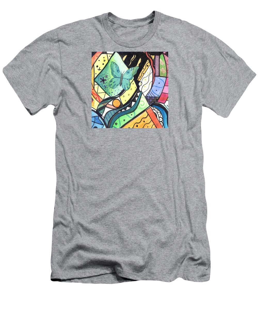 Abstract T-Shirt featuring the painting Persistence of Form by Helena Tiainen
