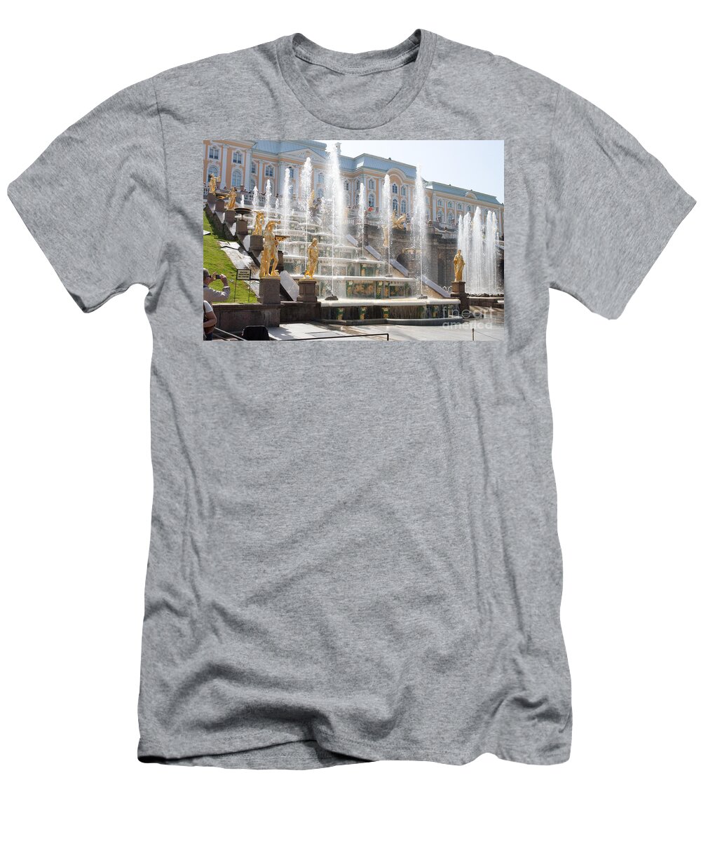 Architecture T-Shirt featuring the photograph Peterhof Palace Fountains by Thomas Marchessault