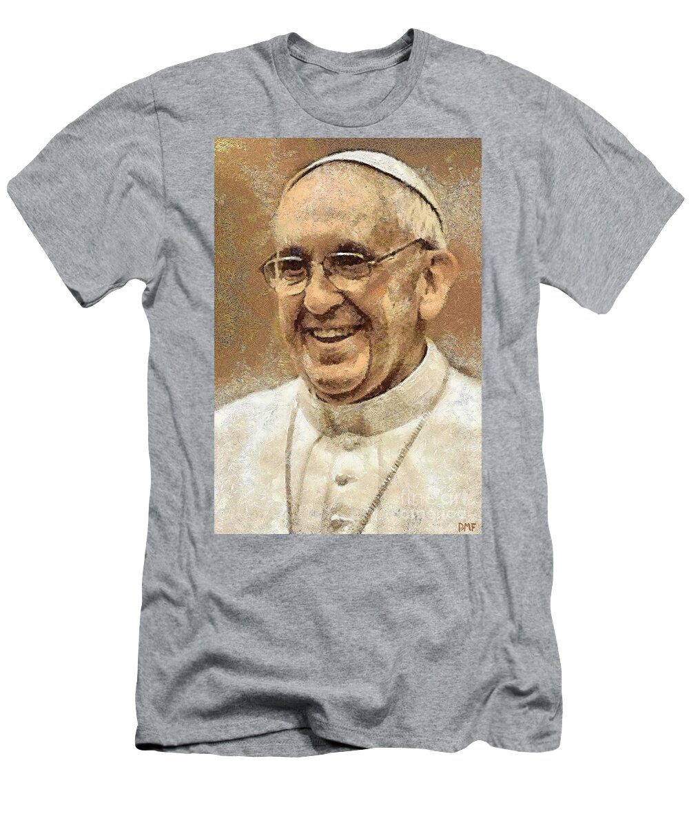 Pope T-Shirt featuring the painting Pope Francis by Dragica Micki Fortuna