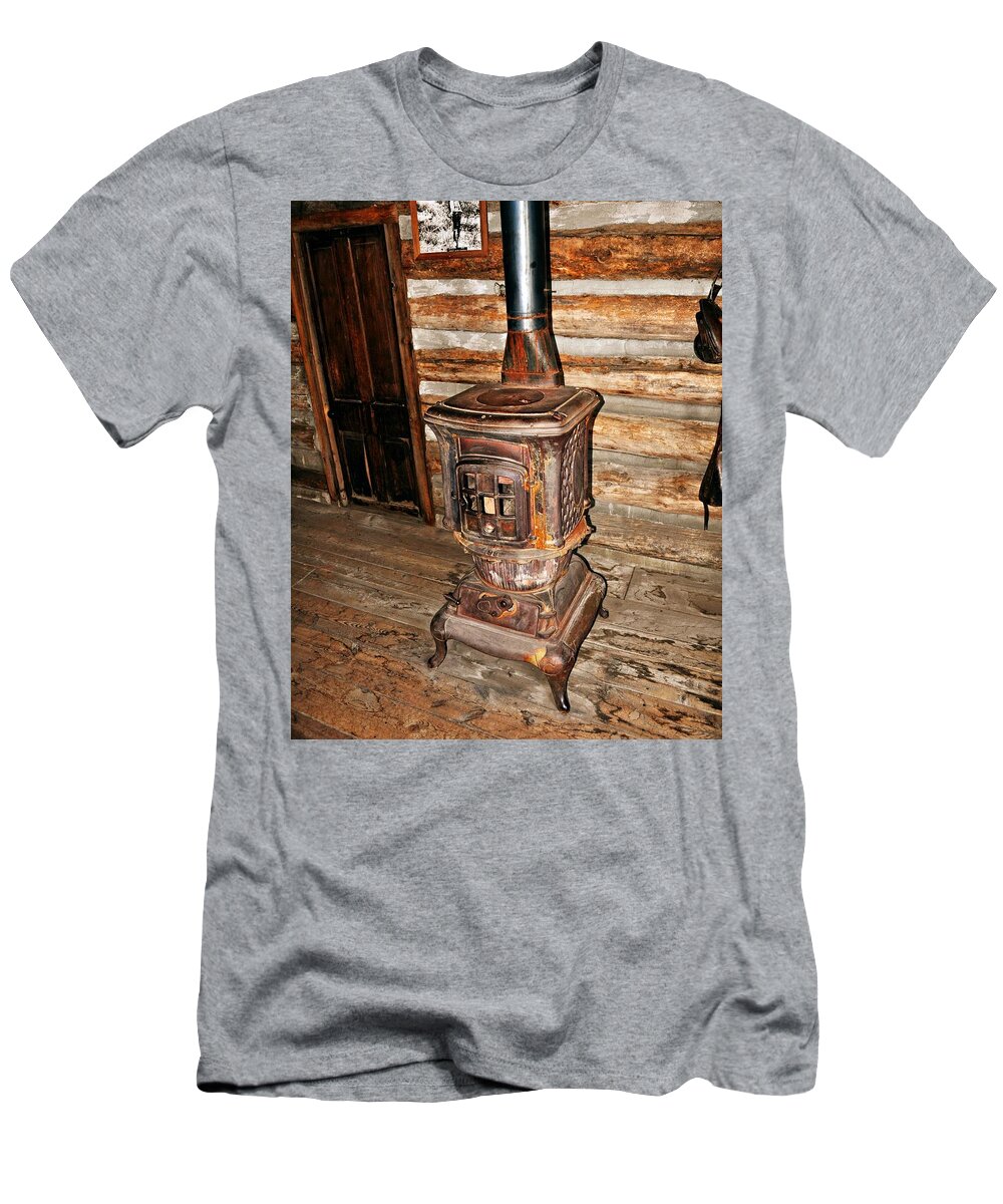 Rustic T-Shirt featuring the photograph Potbelly Stove by Marty Koch