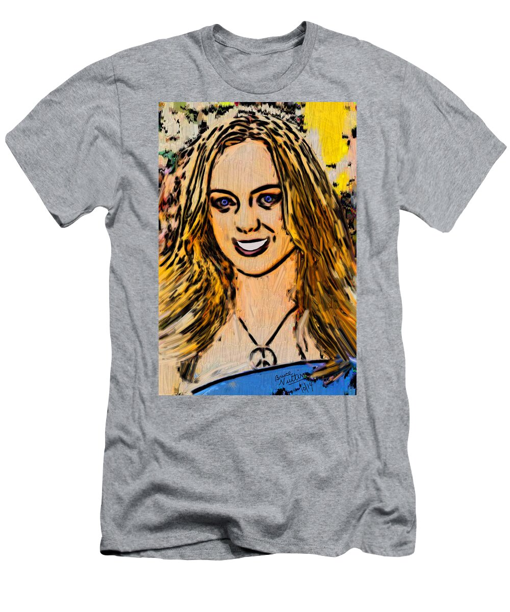 Pretty T-Shirt featuring the painting Pretty Lady in Blue by Bruce Nutting