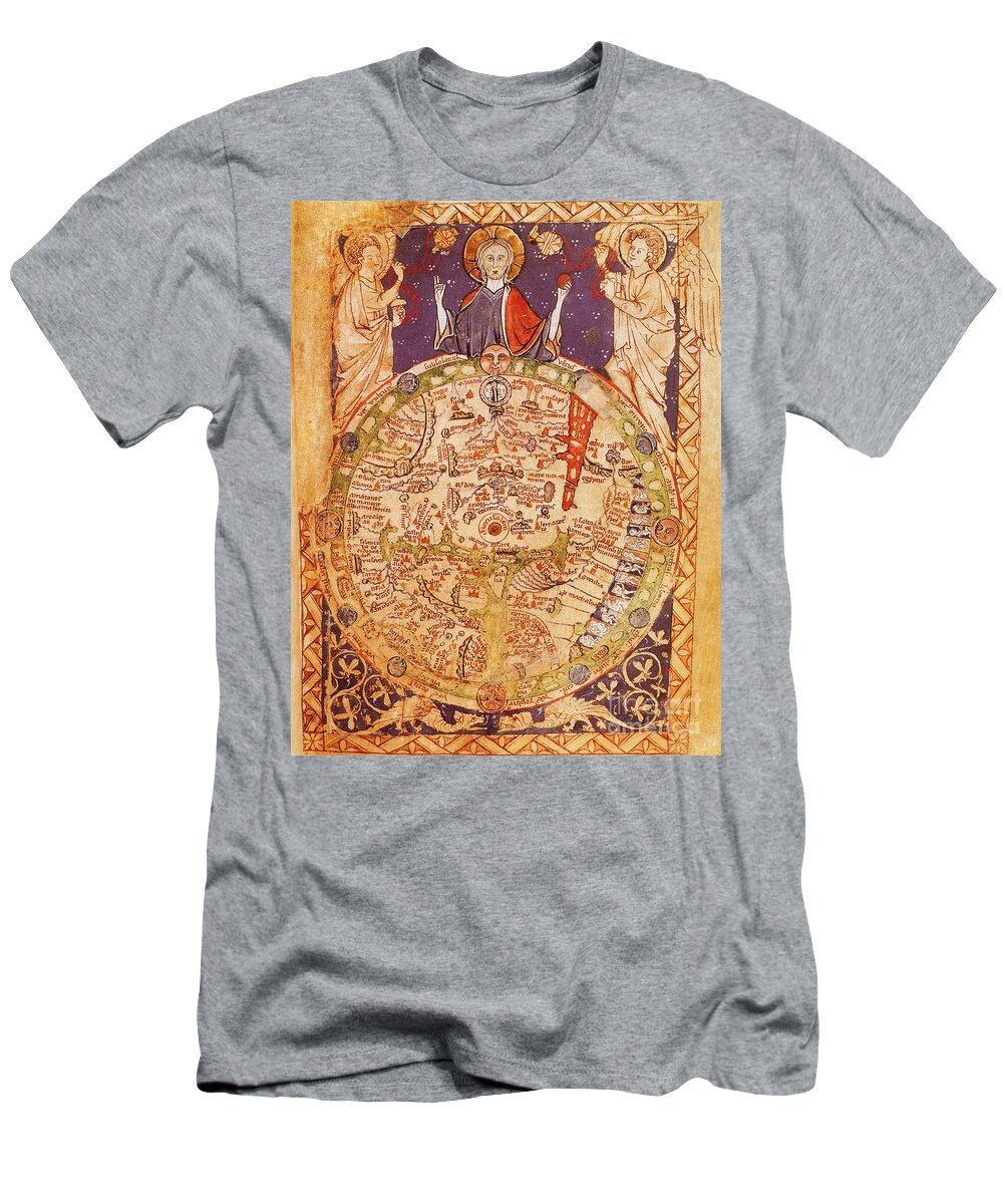 Religions T-Shirt featuring the photograph Psalter World Map by Photo Researchers