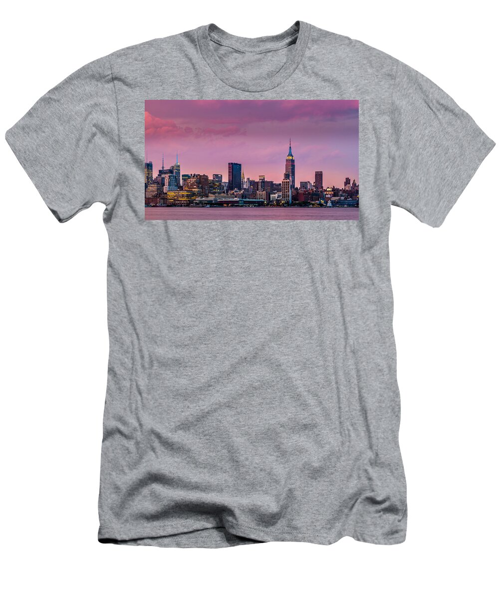 America T-Shirt featuring the photograph Purple City by Mihai Andritoiu