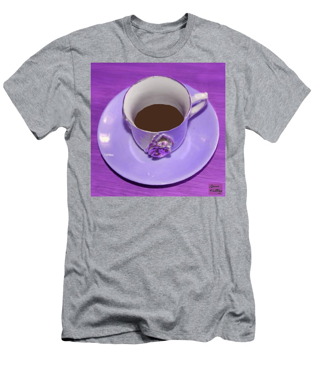 Purple T-Shirt featuring the painting Purple Eloquent Coffee Cup by Bruce Nutting