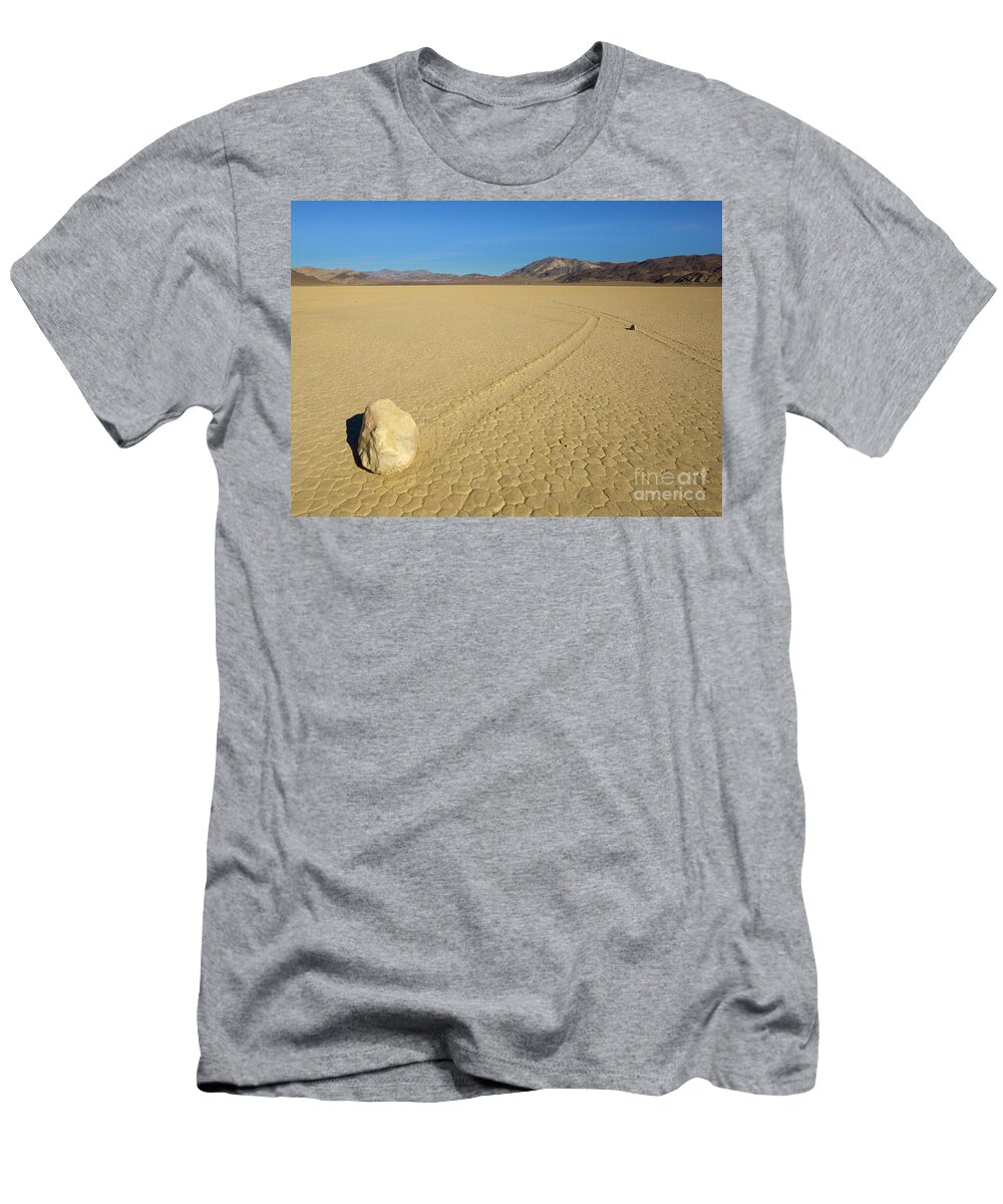 00431207 T-Shirt featuring the photograph Racetrack Playa Sailing Stones #2 by Yva Momatiuk John Eastcott