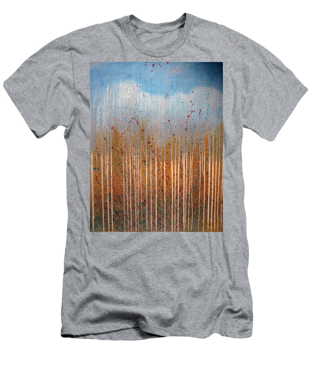 Landscape T-Shirt featuring the painting Rain by Sergey Bezhinets