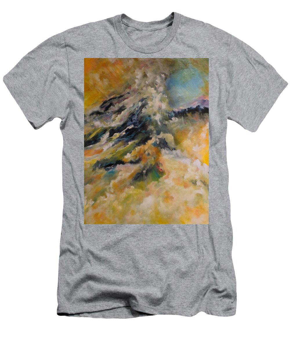 Abstract T-Shirt featuring the painting Reach For The Top  by Soraya Silvestri