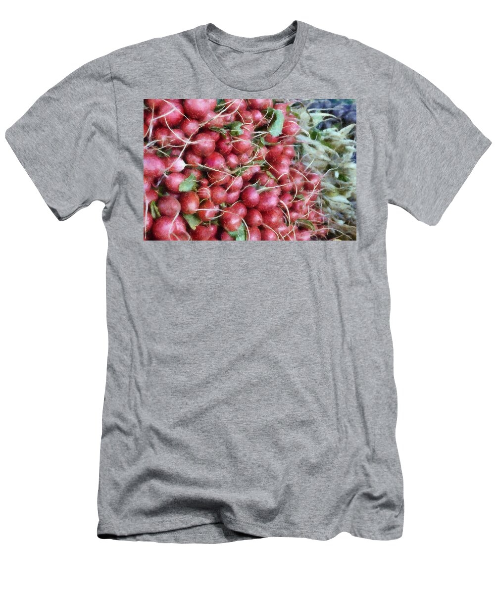 Radish T-Shirt featuring the photograph Red White and Blue at the Market by Michelle Calkins