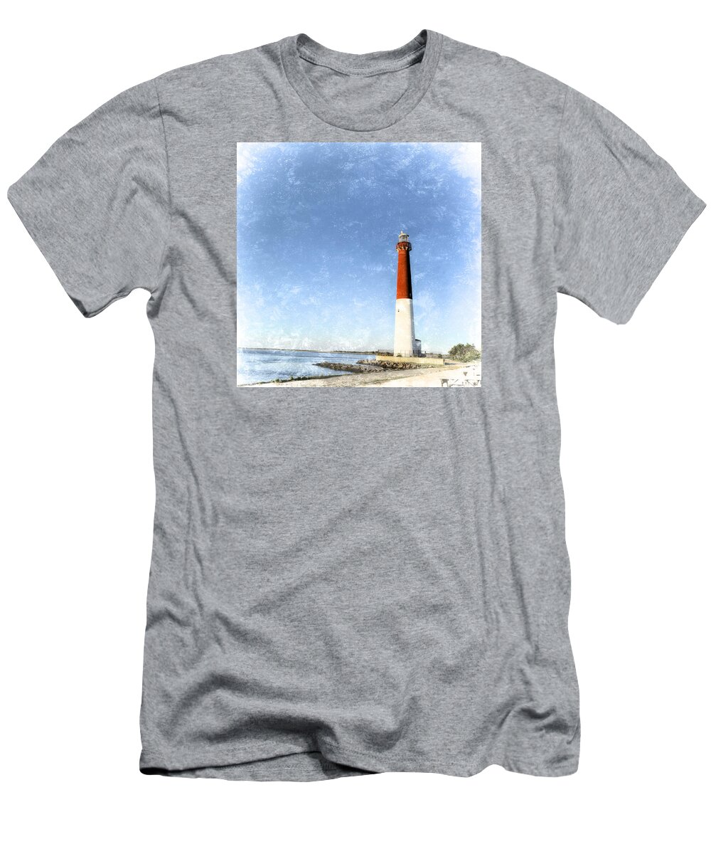 Barnegat Lighthouse T-Shirt featuring the photograph Retro Barnegat Lighthouse Barnegat Light New Jersey by Marianne Campolongo