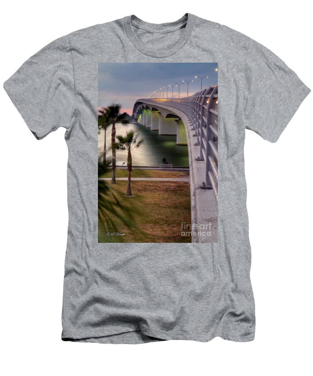 Fl T-Shirt featuring the photograph Ringling Causeway Bridge Overlook by Sue Karski