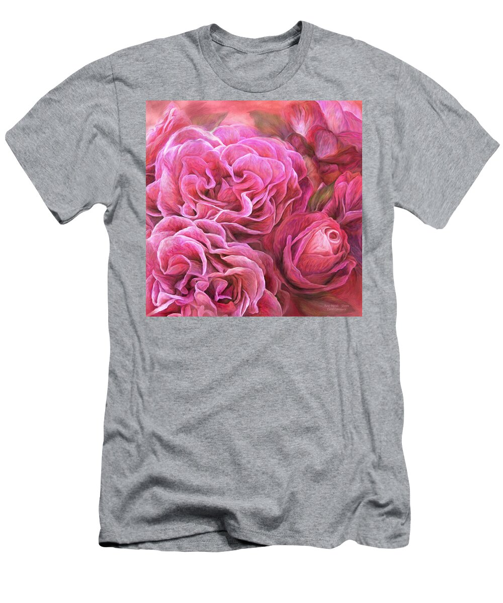Rose T-Shirt featuring the mixed media Rose Moods - Desire by Carol Cavalaris