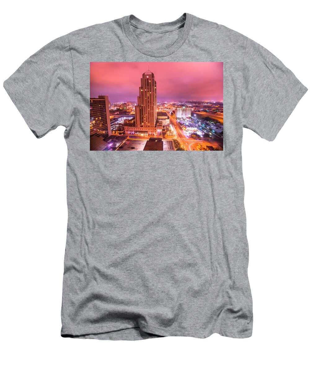Skyline T-Shirt featuring the photograph San Antonio Texas at Night by Gregory Ballos