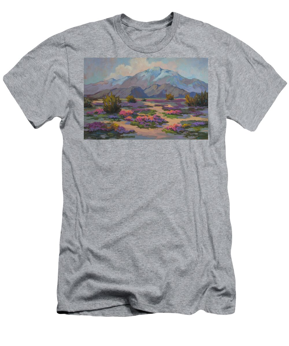 Mount San Jacinto T-Shirt featuring the painting San Jacinto and Verbena by Diane McClary