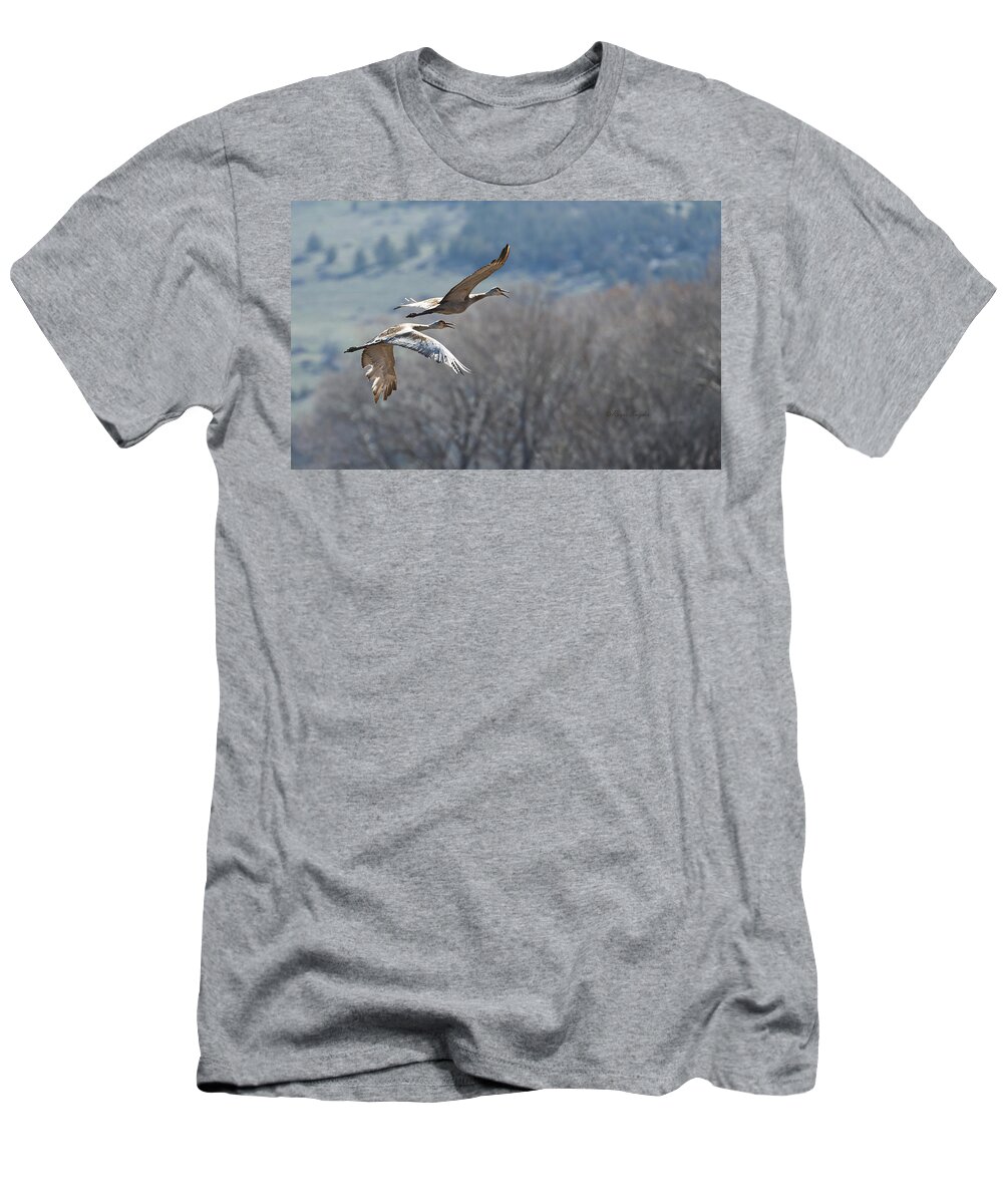 Beautiful T-Shirt featuring the photograph Sandhill Crane Pair 2 by Roger Snyder