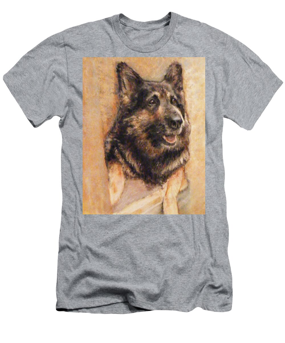 Dog T-Shirt featuring the painting SASHA German Shepherd by Richard James Digance