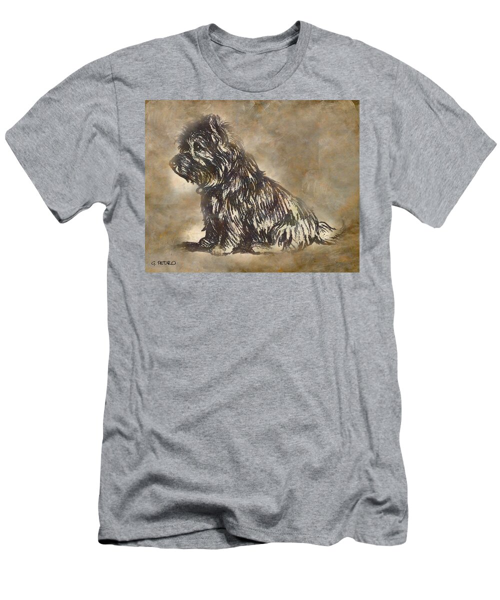 Scotty T-Shirt featuring the painting Scotty Dog by George Pedro