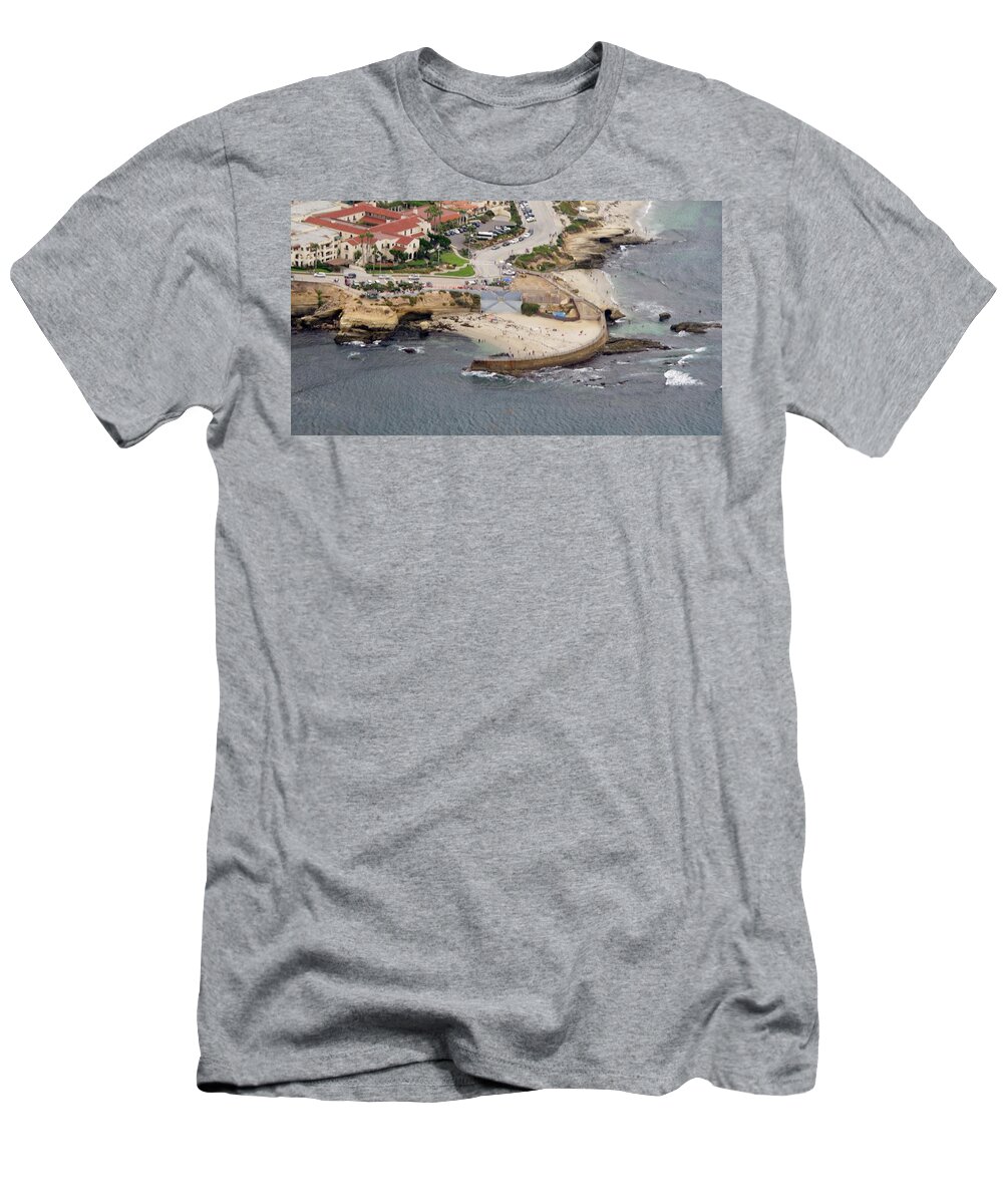 Biplane T-Shirt featuring the photograph Seal Beach From Above 2 by Phyllis Spoor
