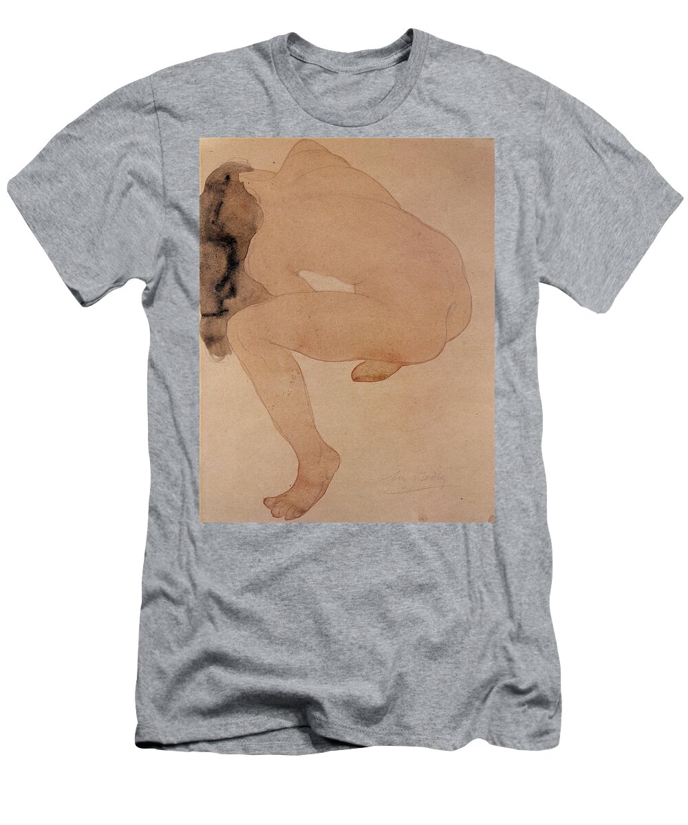 Rodin T-Shirt featuring the painting Seated Nude Bending Over by Auguste Rodin
