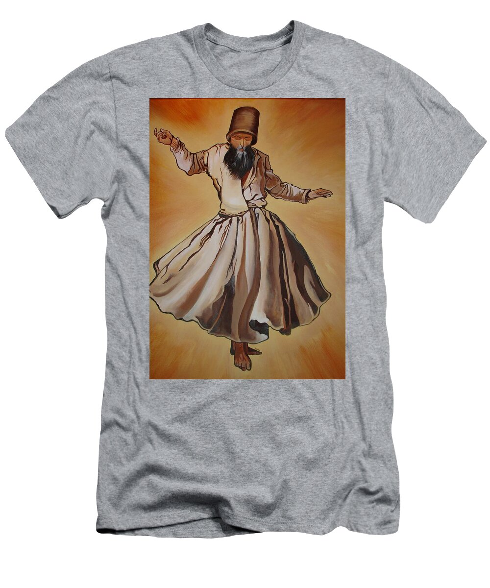 Dervish T-Shirt featuring the painting Semazen Whirling Dervish by Taiche Acrylic Art