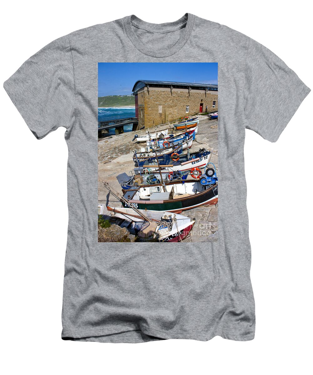 Sennen Cove T-Shirt featuring the photograph Sennen Cove Fishing Fleet by Terri Waters