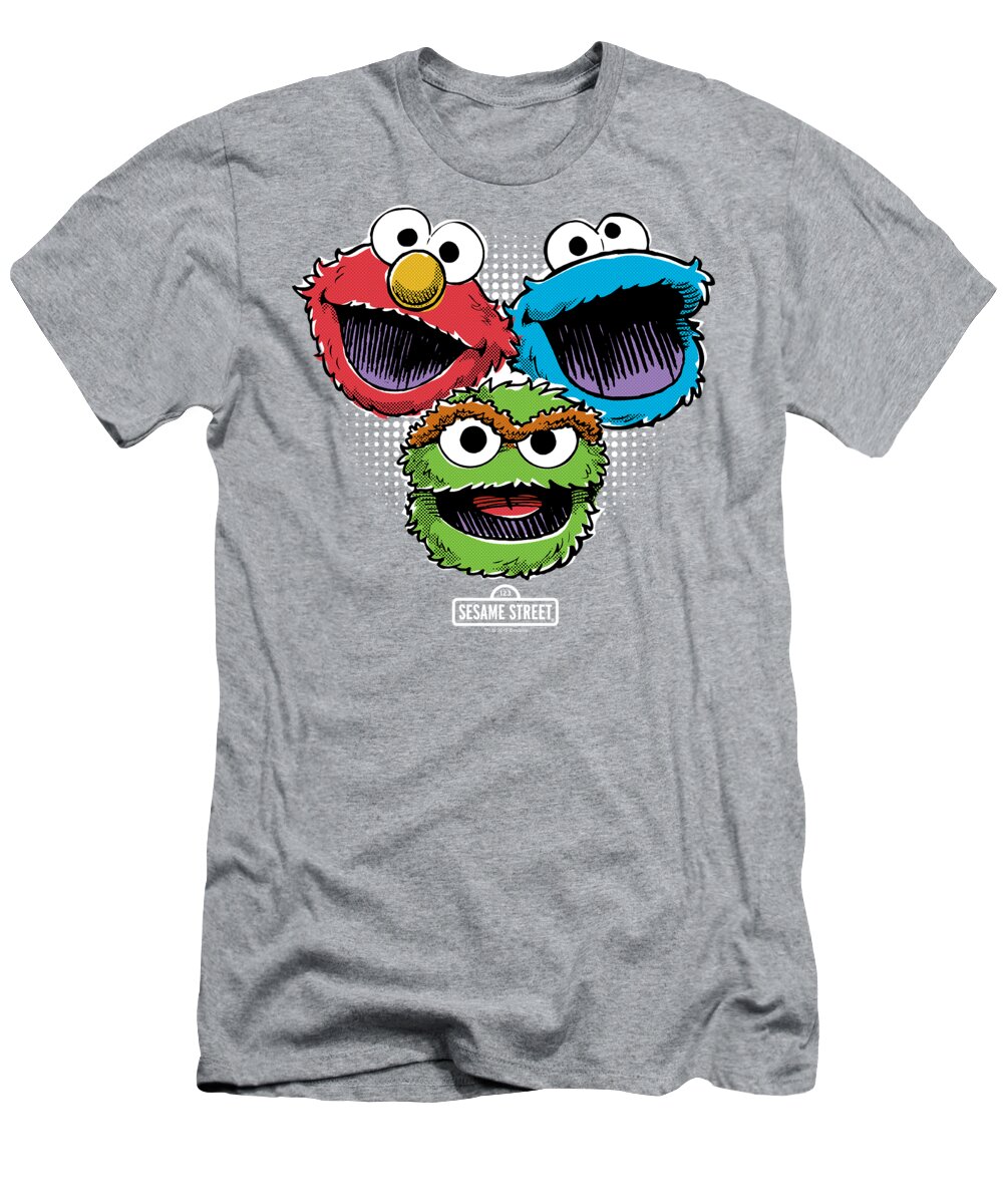 Sesame Street T-Shirt featuring the digital art Sesame Street - Halftone Heads by Brand A