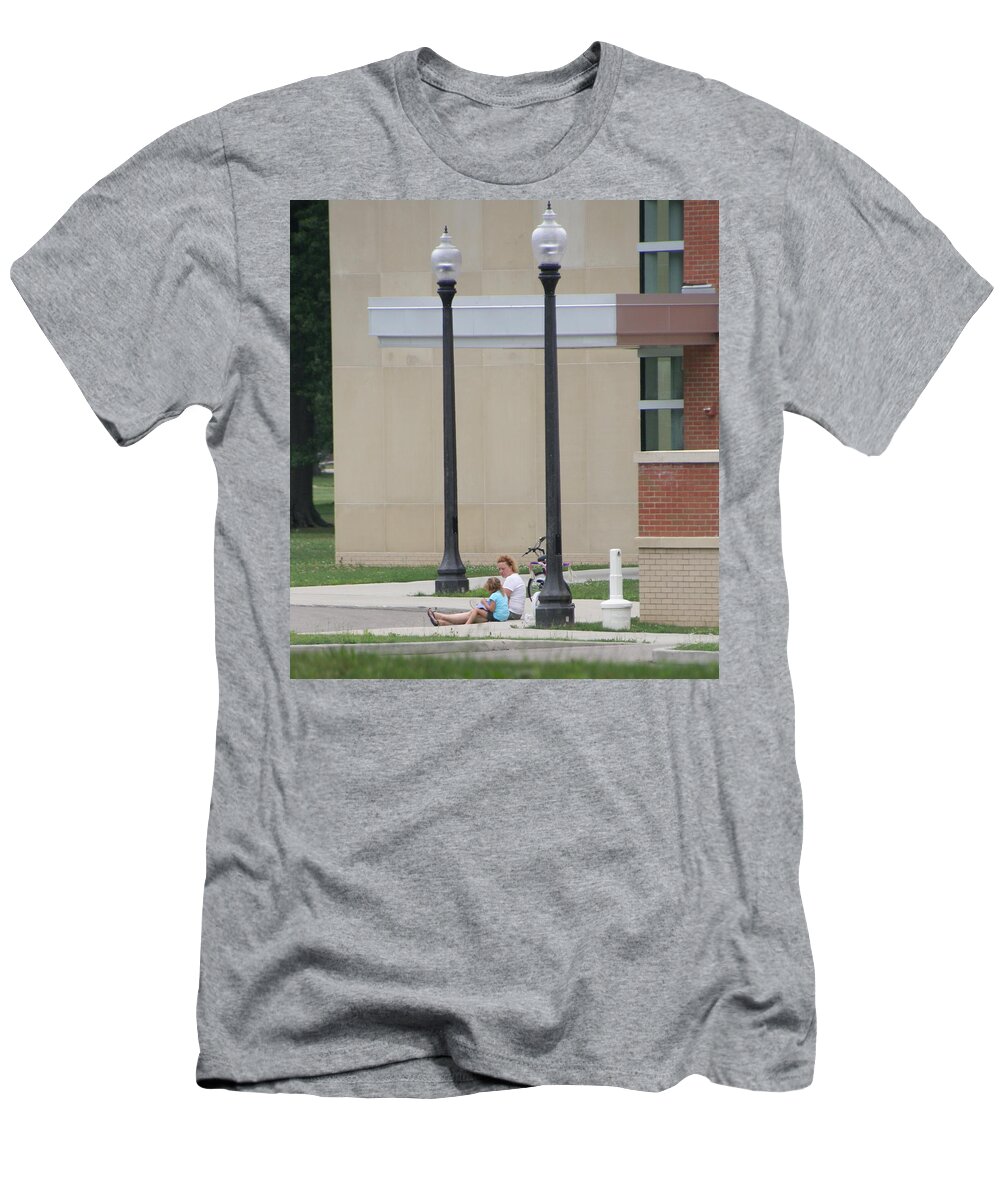 Two Unrecognizable People One Woman T-Shirt featuring the photograph Sharing a moment by Valerie Collins